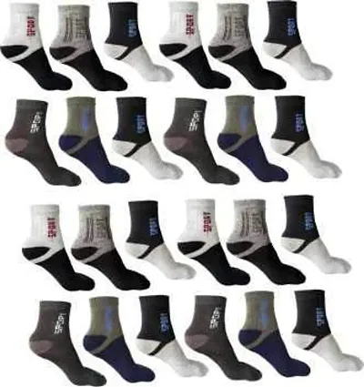 Starvis Men's Cotton Cushion Ankle Socks - Pack of 12 (Multicolour, Free Size)
