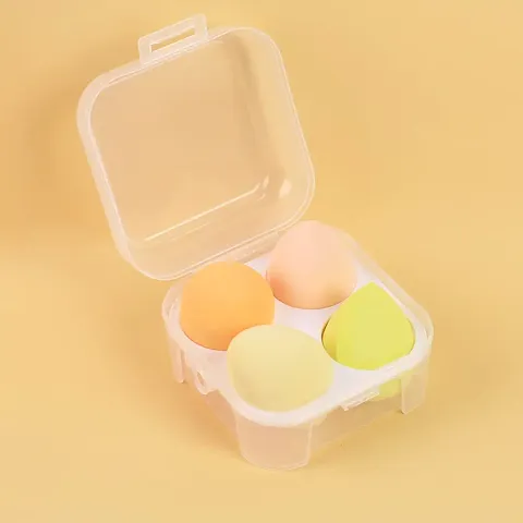 Starvis 4 Pcs in A Storage Box ,Makeup Cosmetic Puff Makeup Sponge With Storage Box Foundation Blending Sponge, Professional Beauty Makeup Set Women Makeup Accessories (Multicolour) (Yellow)