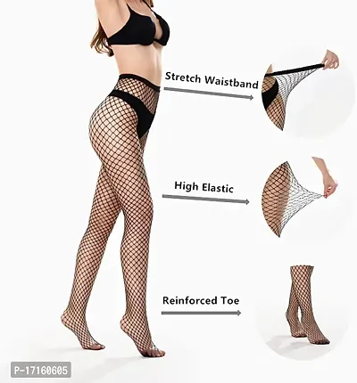 Starvis Womens High Waist Tights Fishnet Stockings Thigh High Pantyhose (Pack of 3 | Black)-thumb3