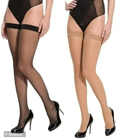 Men and Women Opaque Stockings skin black - PACK OF 2-thumb0