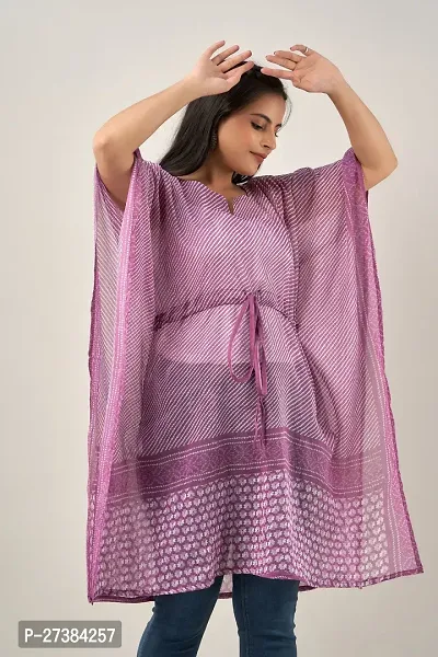 Elegant Purple Printed Cotton Kaftan Kurta For Women-thumb3