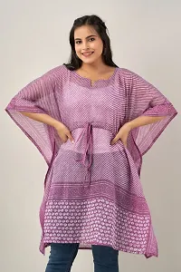 Elegant Purple Printed Cotton Kaftan Kurta For Women-thumb3