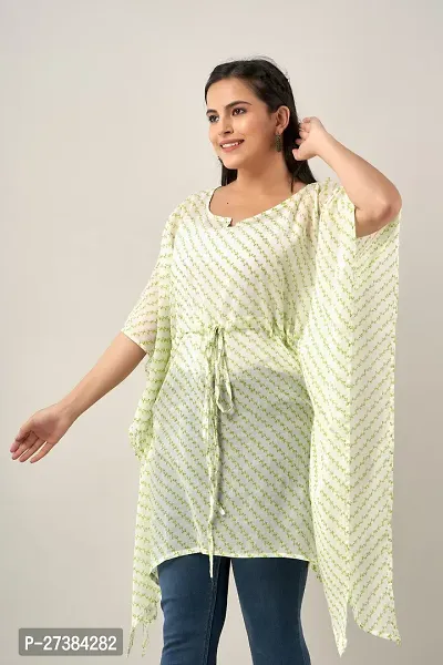 Stylish Green Cotton Mulmul Kaftan Kurta For Women-thumb4