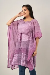 Elegant Purple Printed Cotton Kaftan Kurta For Women-thumb1