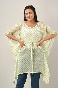 Stylish Green Cotton Mulmul Kaftan Kurta For Women-thumb2