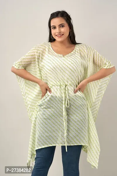 Stylish Green Cotton Mulmul Kaftan Kurta For Women-thumb3