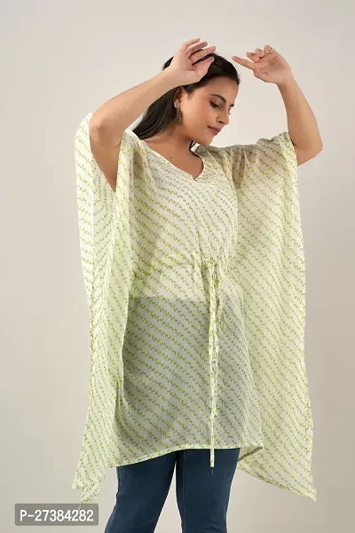 Stylish Green Cotton Mulmul Kaftan Kurta For Women-thumb5