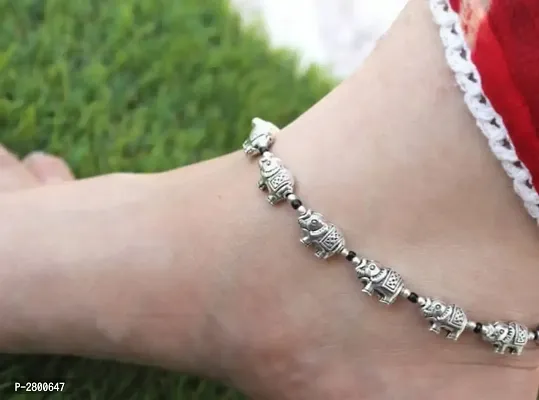 Oxidized Silver Payal Anklet Pair for Women-thumb0
