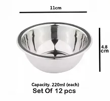 pack of 12 stainless steel bowl for kitchen ad dining serving for servong sabi, halwa, rasgulla-thumb3