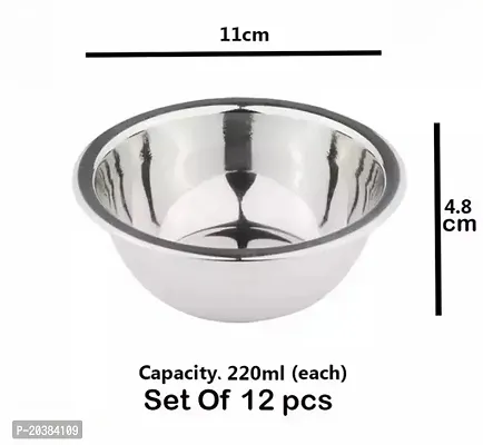 pack of 12 stainless steel bowl for kitchen ad dining serving for servong sabi, halwa, rasgulla-thumb4