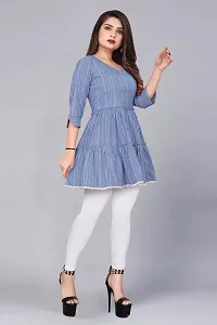 Attractive Blue Embroidered Cotton Kurta-thumb1