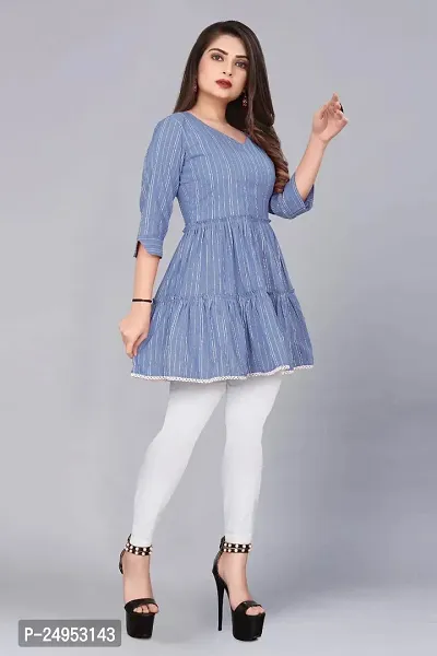 Attractive Blue Embroidered Cotton Kurta-thumb2