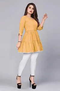 Attractive Yellow Embroidered Cotton Kurta-thumb2