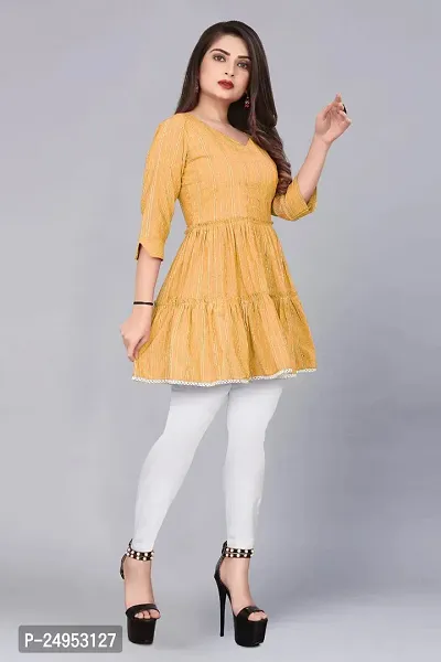 Attractive Yellow Embroidered Cotton Kurta-thumb3