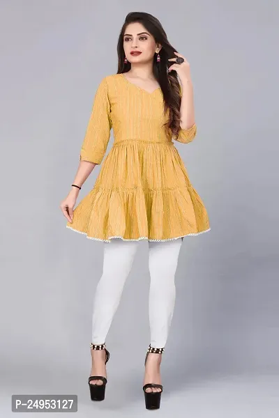 Attractive Yellow Embroidered Cotton Kurta-thumb5