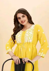 Attractive Yellow Embroidered Georgette Kurta-thumb1