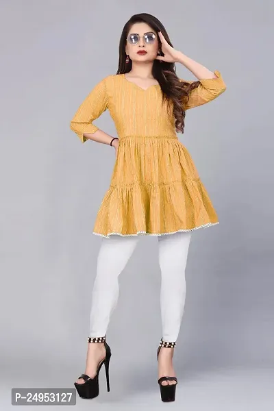 Attractive Yellow Embroidered Cotton Kurta