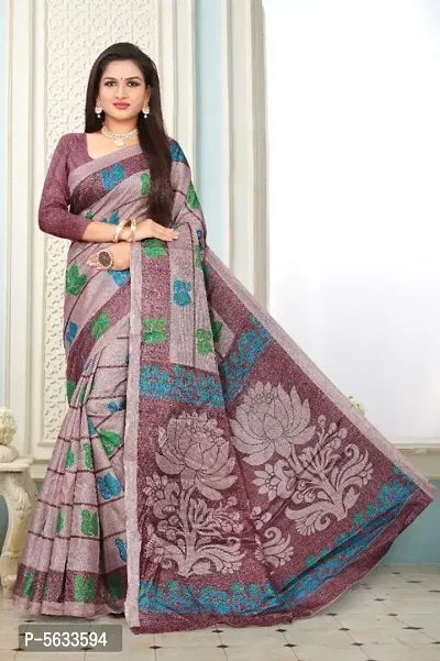 Women's khadi Silk Saree with Blouse Piece-thumb0