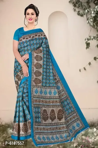 Stylish Mysore Silk Printed Saree With Blouse Piece-thumb0