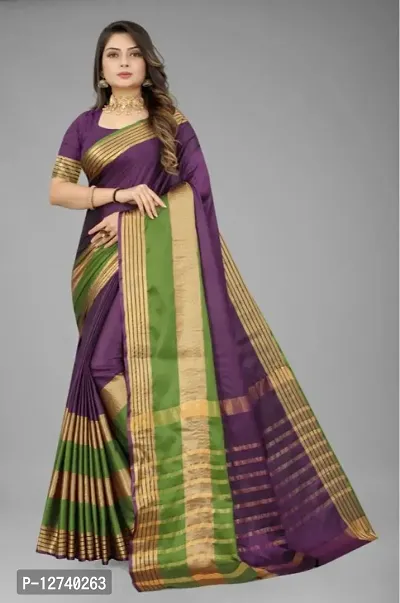 Soft Aura Cotton Silk Woven Design Saree with Blouse Piece