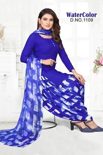 Elegant Crepe Dress Material with Dupatta For Women