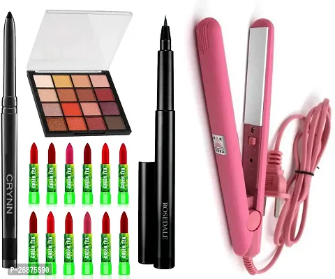 Makeup combo 1 Kajal, 1 Hair Straightener, 12 Lipstick, 1 Eyeliner, 1 Eyeshadow-thumb0