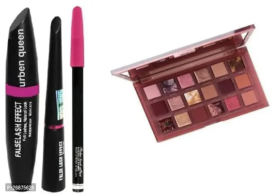 Makeup combo 18 Shades Naughty Edition Eye Shadow Palette  Mascara  Eyeliner  Eyebrow Pencil-thumb0