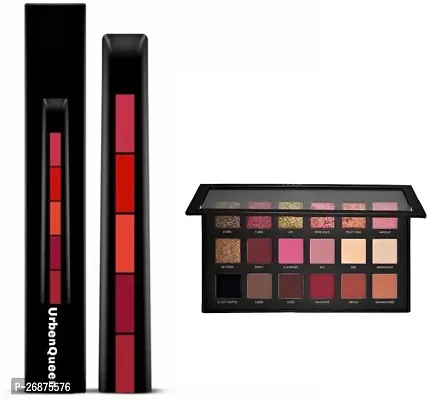 Makeup combo Fab 5 (Five In One Lipstick) Plus Rose Gold Edition Eyeshadow Palette - 18 Shades-thumb0