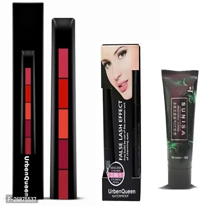 Makeup combo Fab 5 (5 In 1) Lipstick Plus Eyebrow Pencil Blackprimer