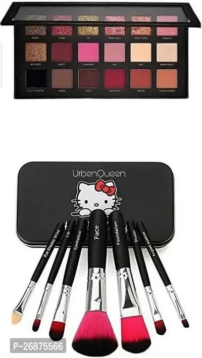 Makeup combo Rose Gold Edition Eyeshadow Palette  Set Of 7 Makeup Brushes (2 Items)-thumb0