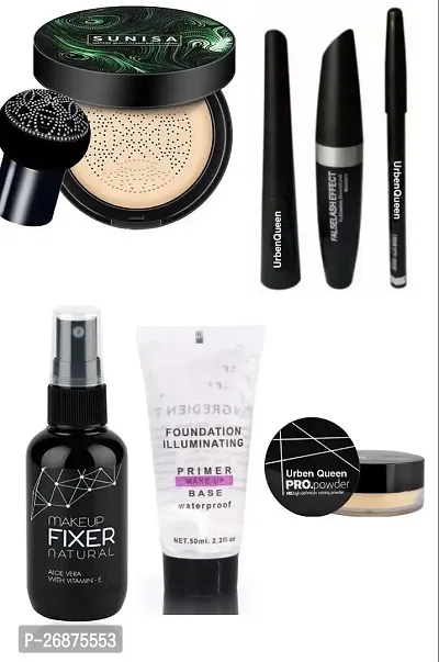 Makeup combo Sunisa Foundation  Eyebrow Pencil Black  Liquid Eyeliner  Mascara  Makeup Base Primer  After Makeup Fixer  Loose Powder-thumb0