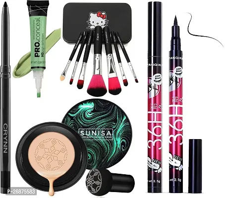 Makeup combo Rosedale Studio Professional 7 Makeup Brush  Sunisa Air Cushion Korean Mushroom Foundation  La 992 Green Concealer Corrector