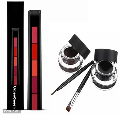 Makeup combo Fab 5 (5 In 1 Lipstick) Plus Black And Brown Gel Eyeliner-thumb0