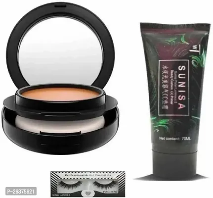 Makeup combo Radiance Complexion Compact Powder Plus Sunisa Cc Air Cushion Primer Korean Mushroom Head Cosmetic Waterproof Primer Plus Eyelash (Set Of 3)-thumb0