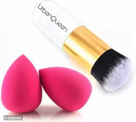 Makeup combo Extra Soft Foundation Brush With 2 Sponge Puff Blender-thumb0