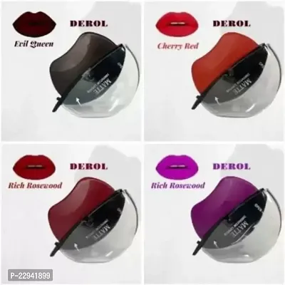 Apple Shape Lips Designed Lipsticks Premium Matte Look for Creamy Lips Long Stay Waterproof Lipsticks 4 PCS Combo (Red 2, Maroon 1, Pink 1)