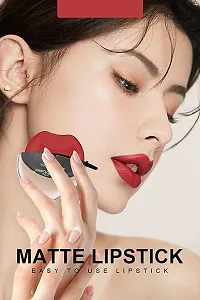 Apple Shape Lazy Quick Matte Lipstick Long-Lasting Wear Non-Stick Cup Not Fade Waterproof Lip Gloss,Matte Lipstick Pack of 2 (Red Maroon)-thumb1