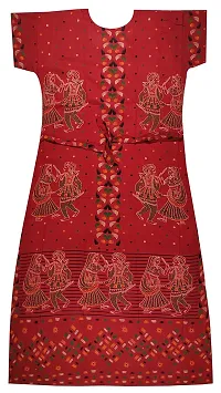 Pal Bastralaya Bengal printed 100% cotton nighty night gown/night dress for women free size(cn021_darkish red)-thumb1