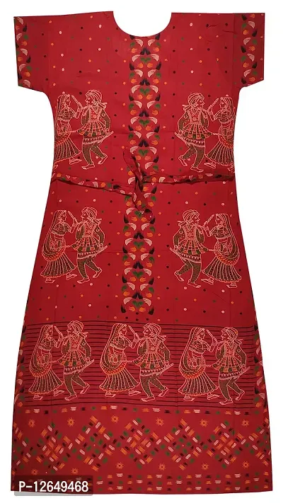 Pal Bastralaya Bengal printed 100% cotton nighty night gown/night dress for women free size(cn021_darkish red)-thumb2