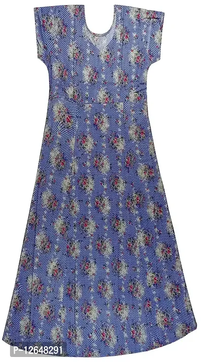 Pal Bastralaya Bengal printed 100% cotton nighty night gown/night dress for women free size(cn016_blue)