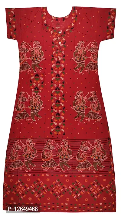 Pal Bastralaya Bengal printed 100% cotton nighty night gown/night dress for women free size(cn021_darkish red)