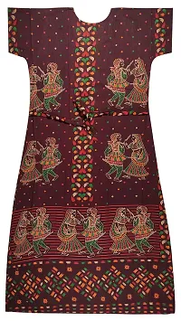 Pal Bastralaya Bengal Printed Cotton Nighty Night Gown/Night Dress for Women Free Size(cn208_maroon)-thumb1