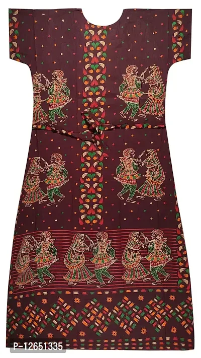 Pal Bastralaya Bengal Printed Cotton Nighty Night Gown/Night Dress for Women Free Size(cn208_maroon)-thumb2