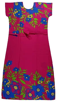 Pal Bastralaya Bengal Printed Cotton Nighty Night Gown/Night Dress for Women Free Size(cn044_Blue/pink)-thumb1