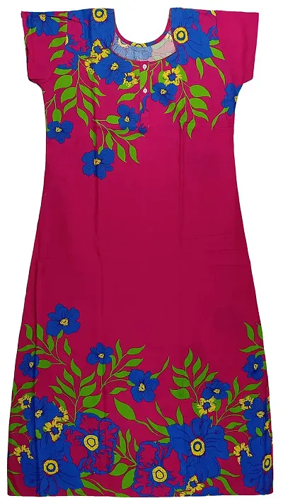 Pal Bastralaya Bengal Nighty Night Gown/Night Dress for Women Free Size(cn044_Blue/pink)