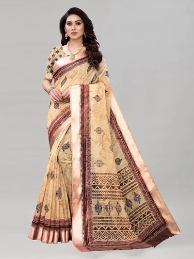 Elegant Jute Silk Saree With Blouse Piece For Women