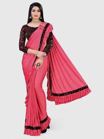 Trending Lycra Saree with Blouse piece 