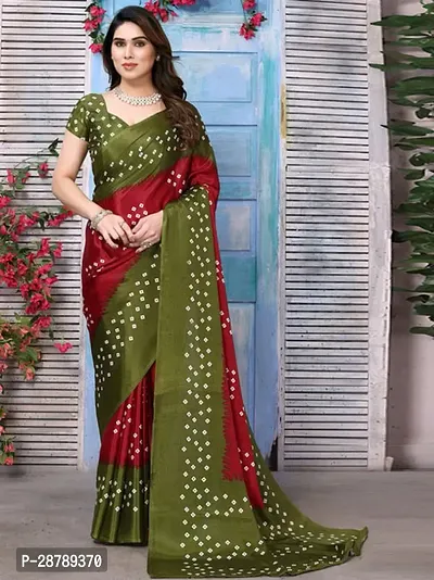 Stylish Green Crepe Saree with Blouse piece For Women-thumb0