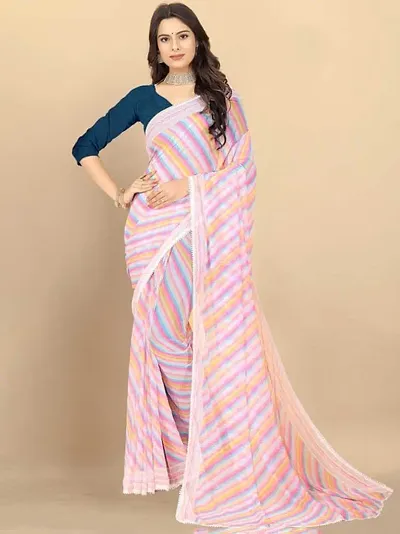 Trending Chiffon Saree with Blouse piece 