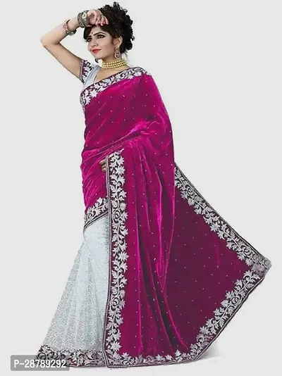 Stylish Purple Crepe Saree with Blouse piece For Women